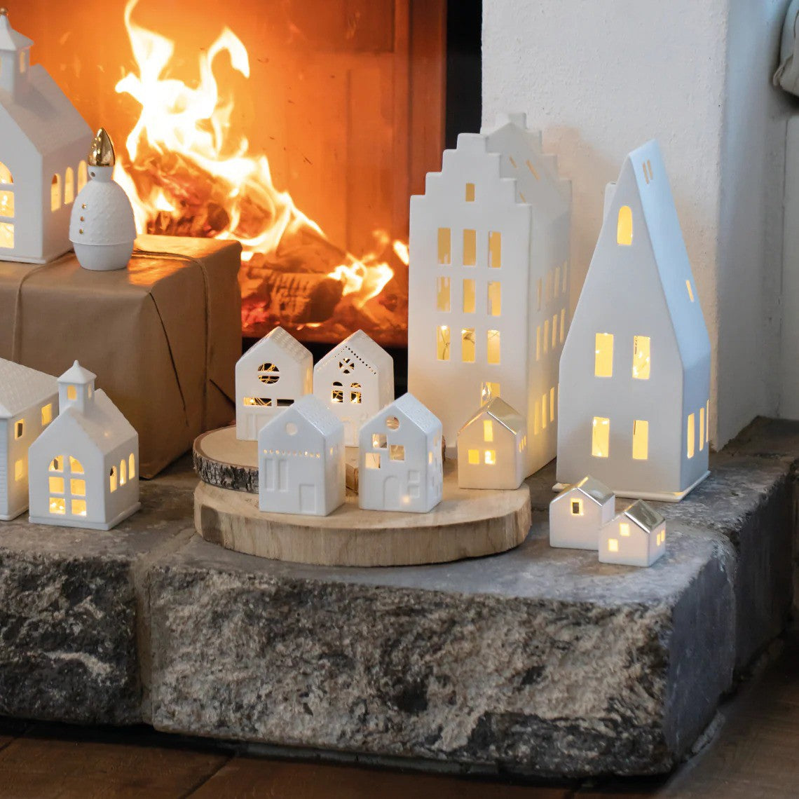 Village Houses With Open Back Christmas Decoration