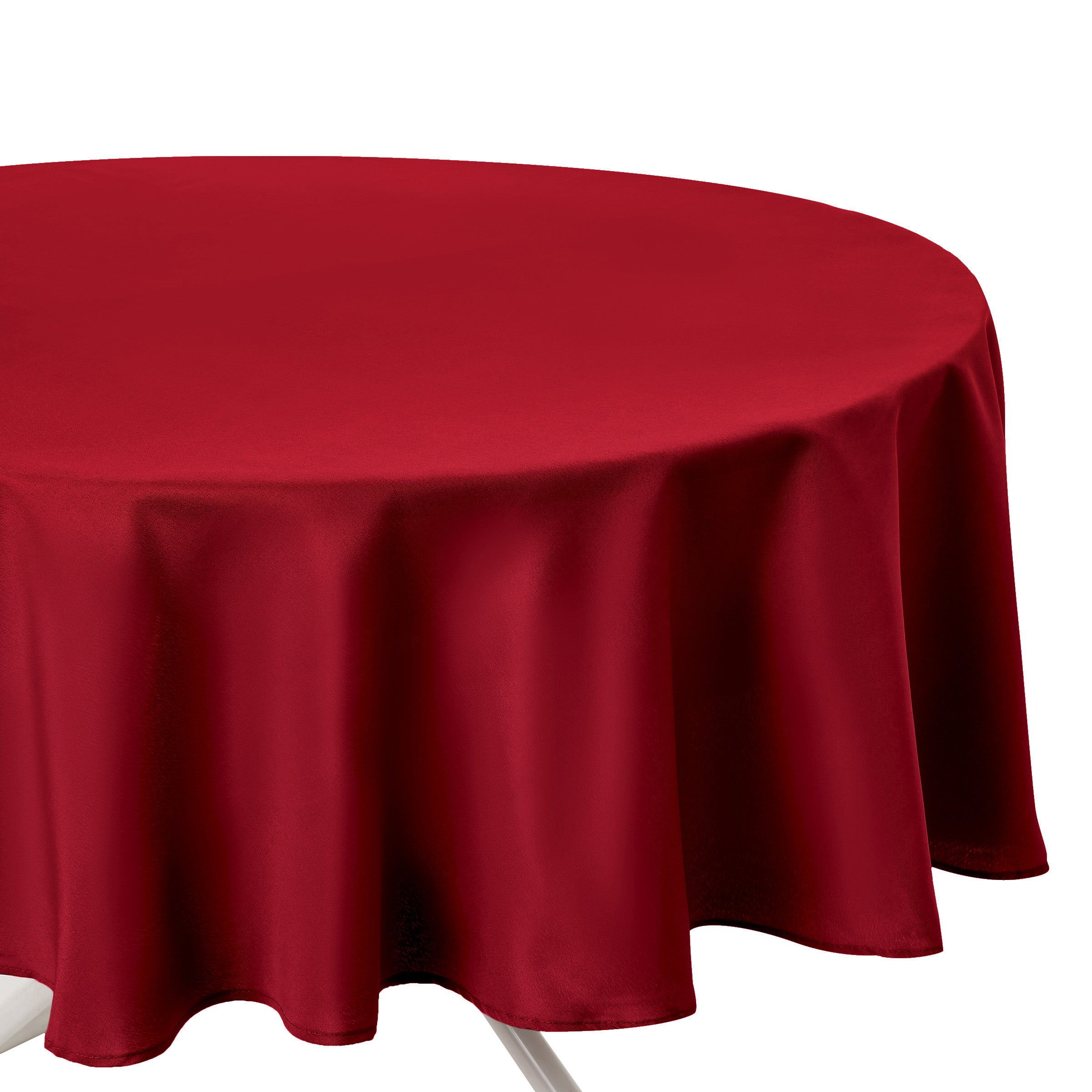 Red Round Tablecloth D.180 cm - Polyester Stain-Resistant