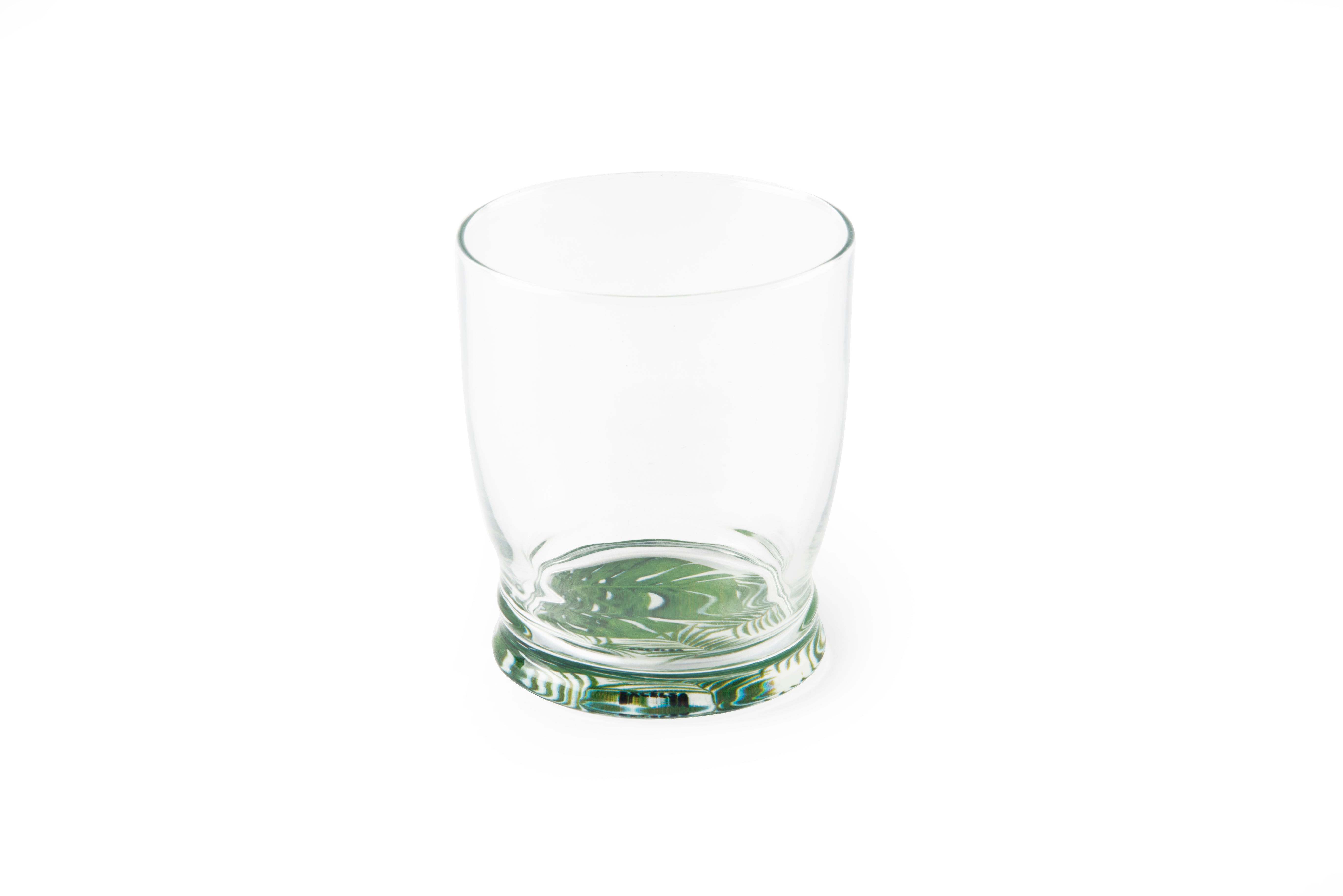 Foliage Water Glass - 340ml Transparent, Decorated Bottom