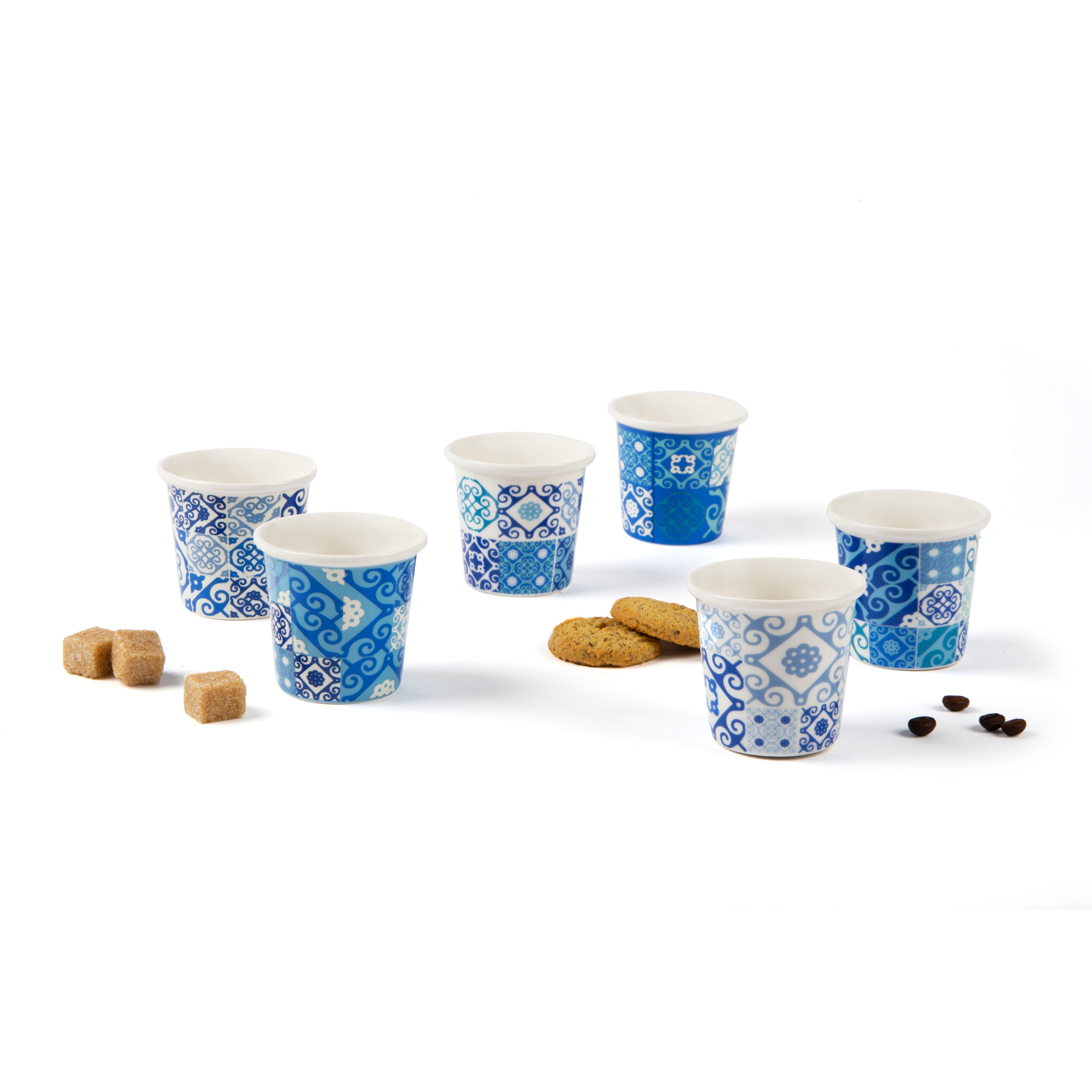 "Maiolica Blue" Set Of 6 Coffee Cups - Stylish and Durable