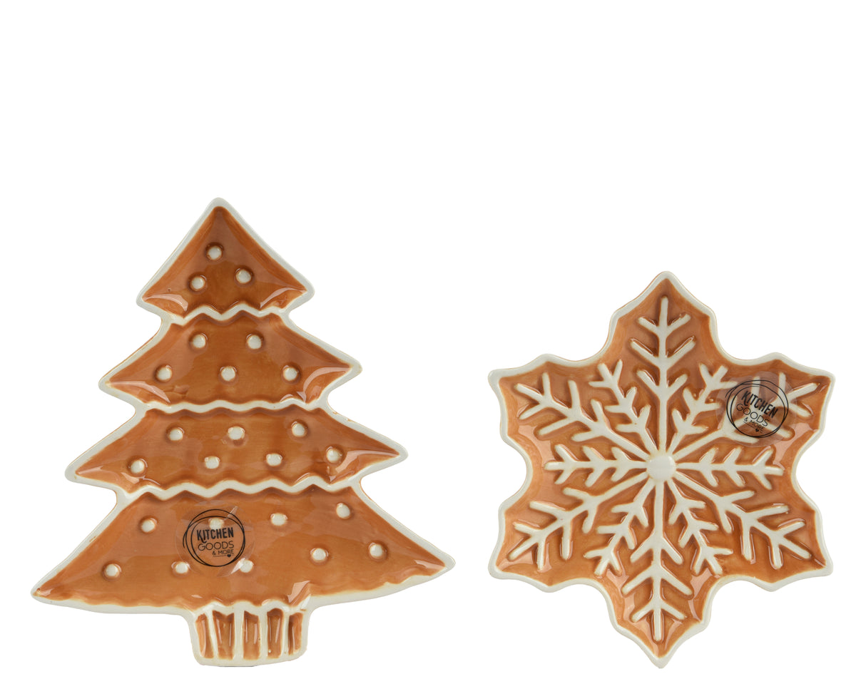 Plate dolomite shiny - Christmas Tree & Snowflake Plates, Handmade Food-Safe Dolomite