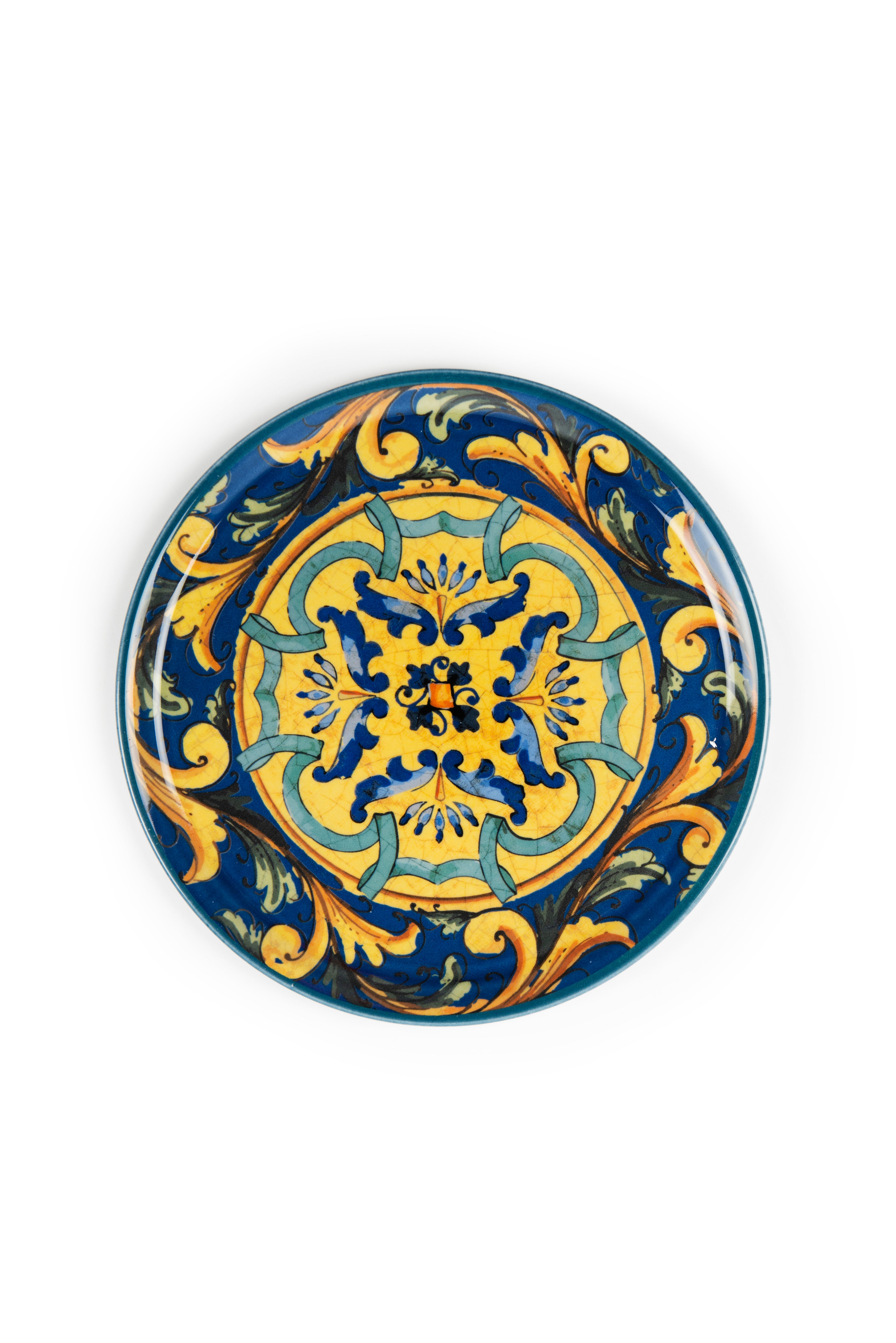 TRINACRIA Porcelain Pizza Plate with Mediterranean Motifs