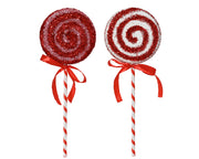 Candy Stick Foam Tinsel On Pick - 40cm Christmas Lollipop Decoration