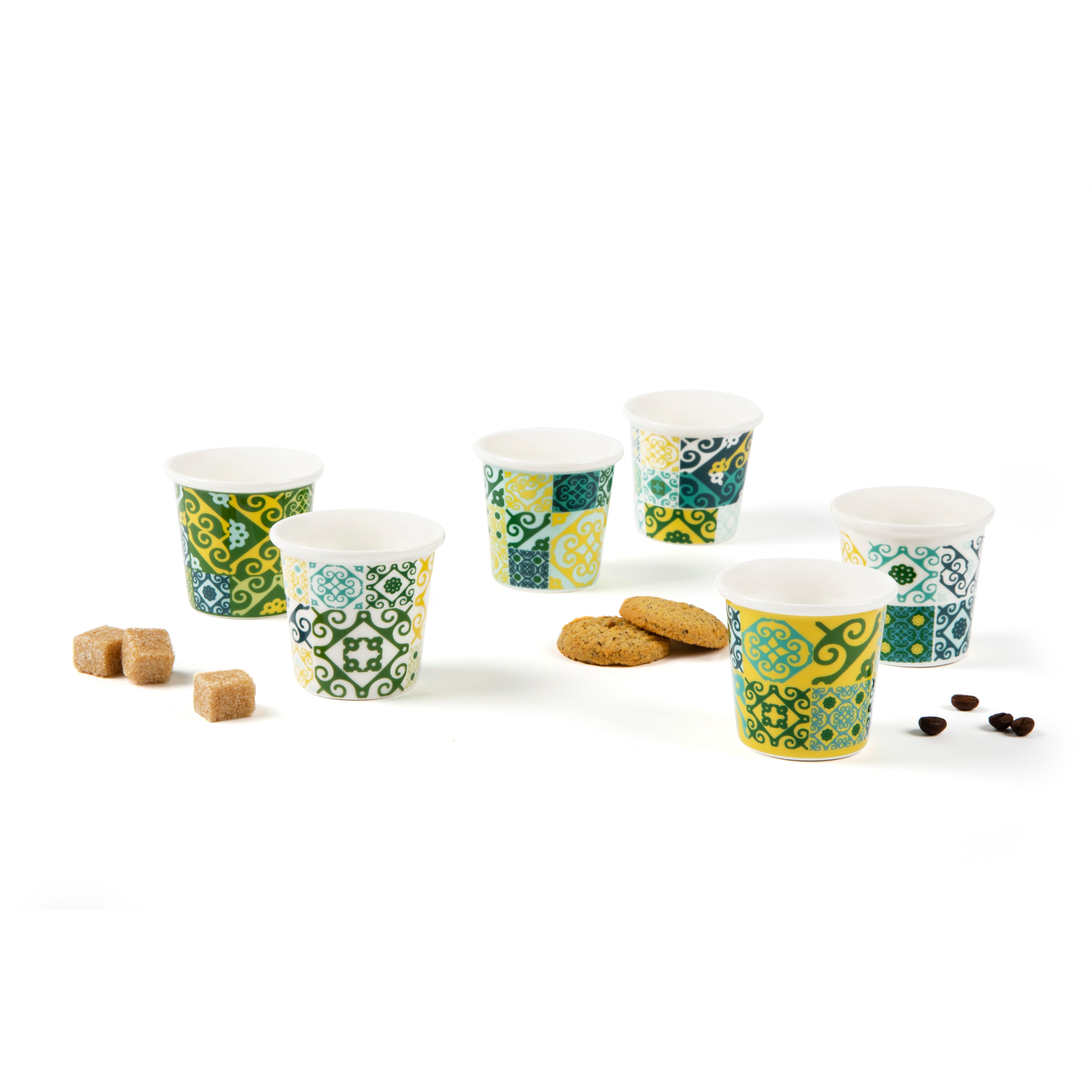Maiolica Yellow Set Of 6 Coffee Cups
