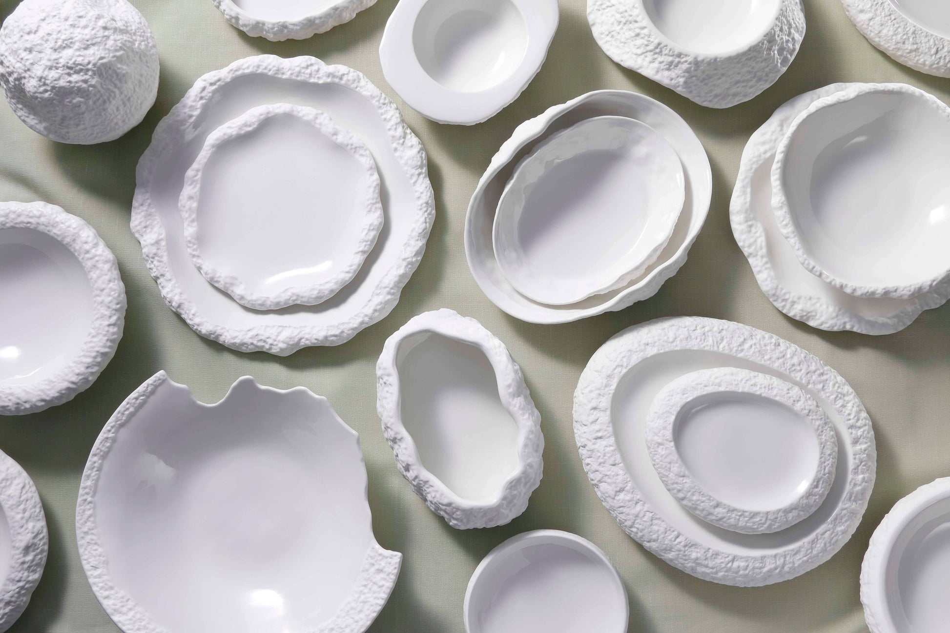 Porcelain Dinner Plate Calcaire Textured Ceramic Tableware