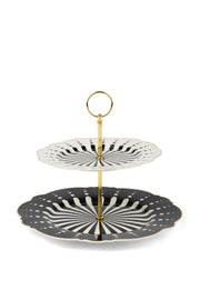 Alice 2-Layer Cake Stand - Elegant Porcelain with Gold Edge