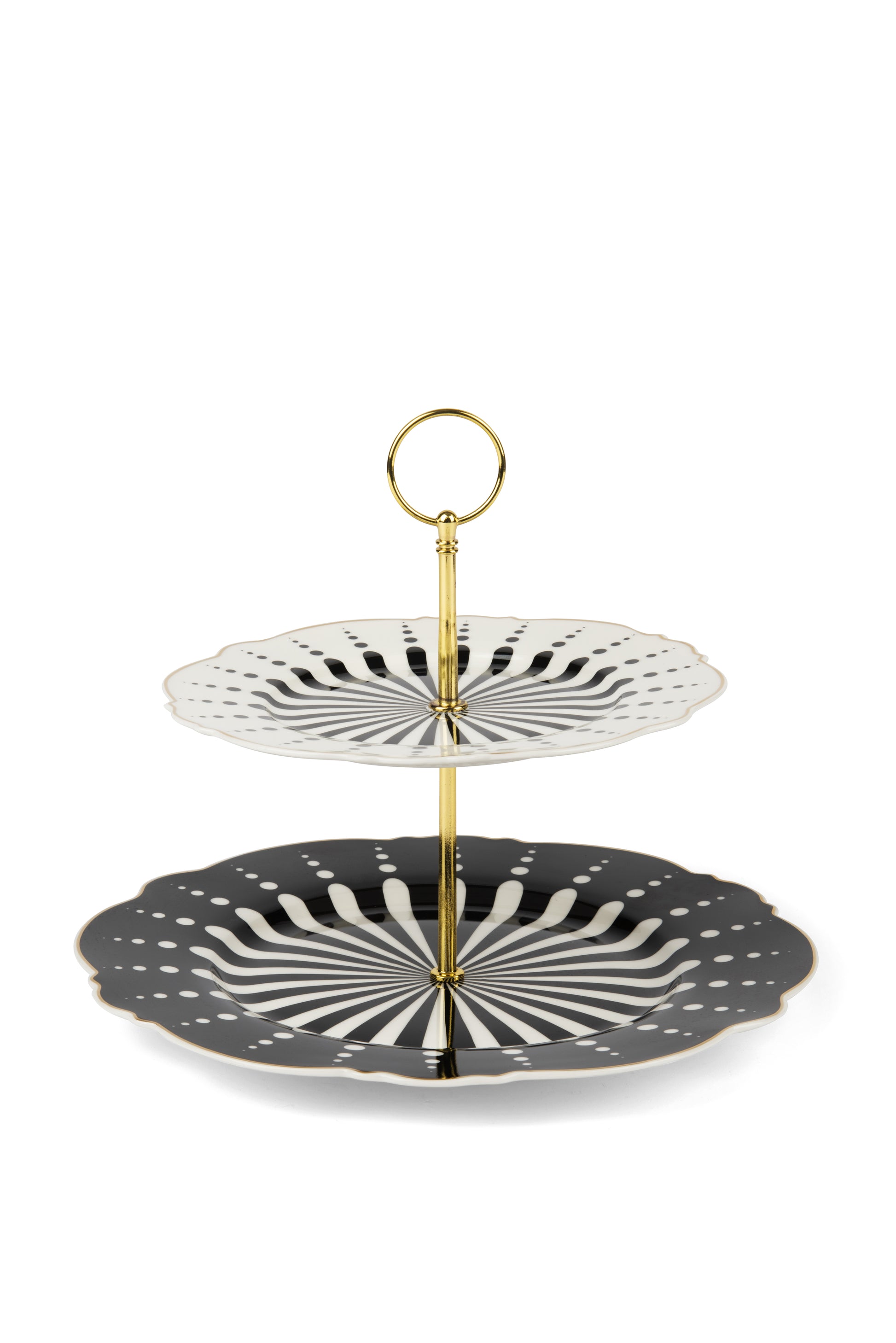Alice 2-Layer Cake Stand - Elegant Porcelain with Gold Edge