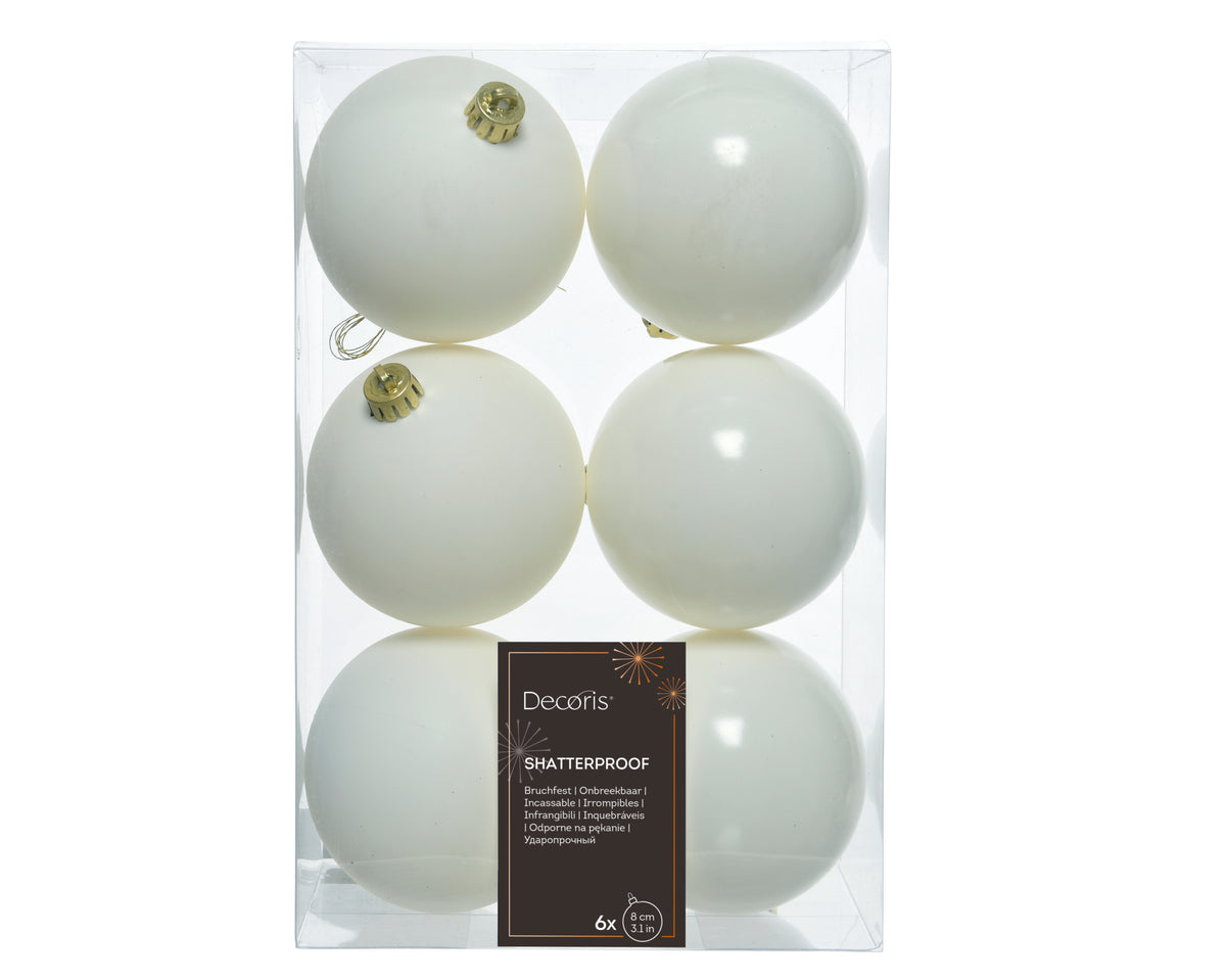 Baubles polystyrene mix 6 pcs - 8 cm Shatterproof Christmas Balls