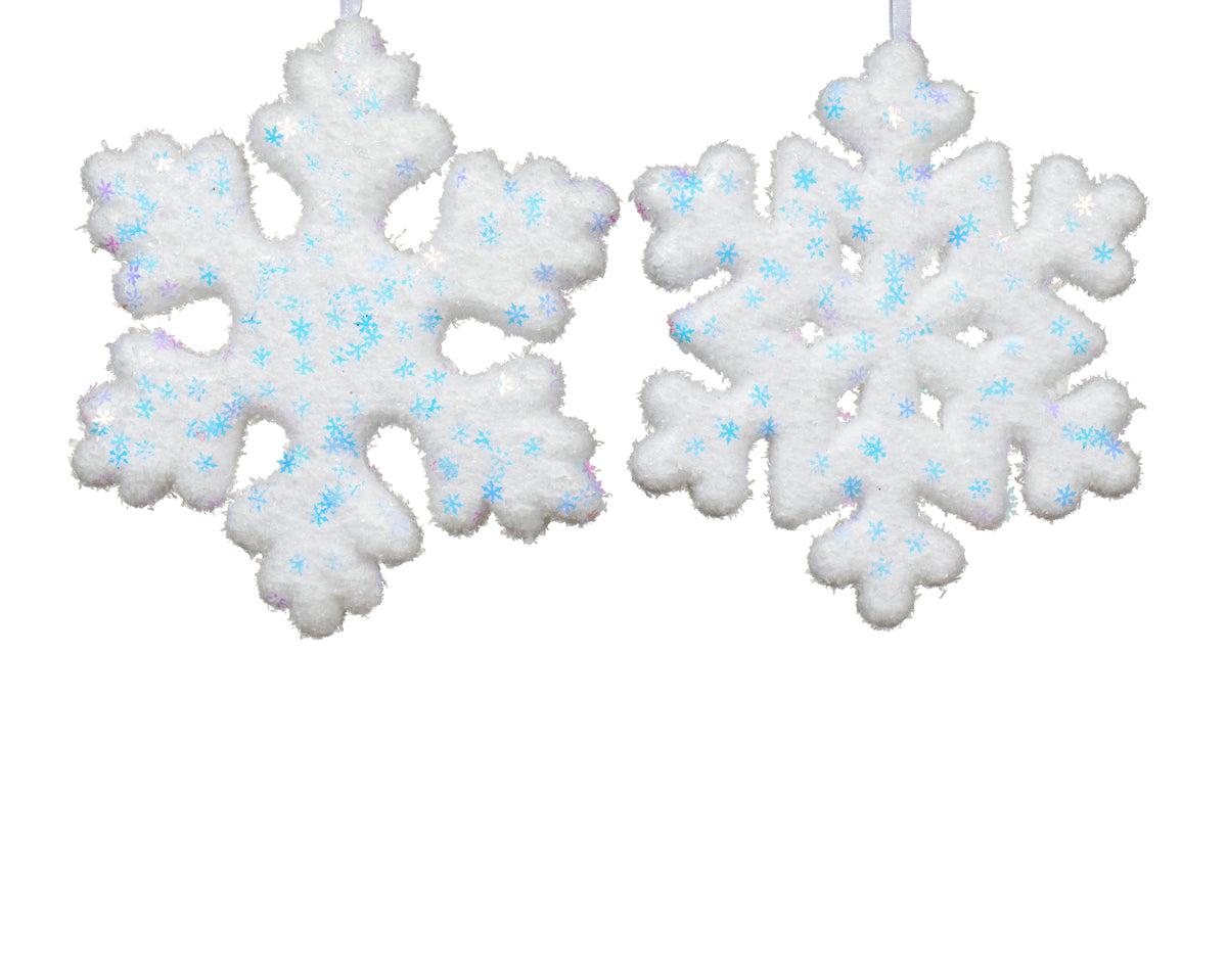 Snowflake polyfoam Ornament with Organza Ribbon - White 20cm