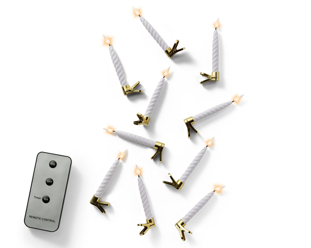 LED candle lights steady BO indoor 10pcs - Warm White Battery LED Taper 14cm
