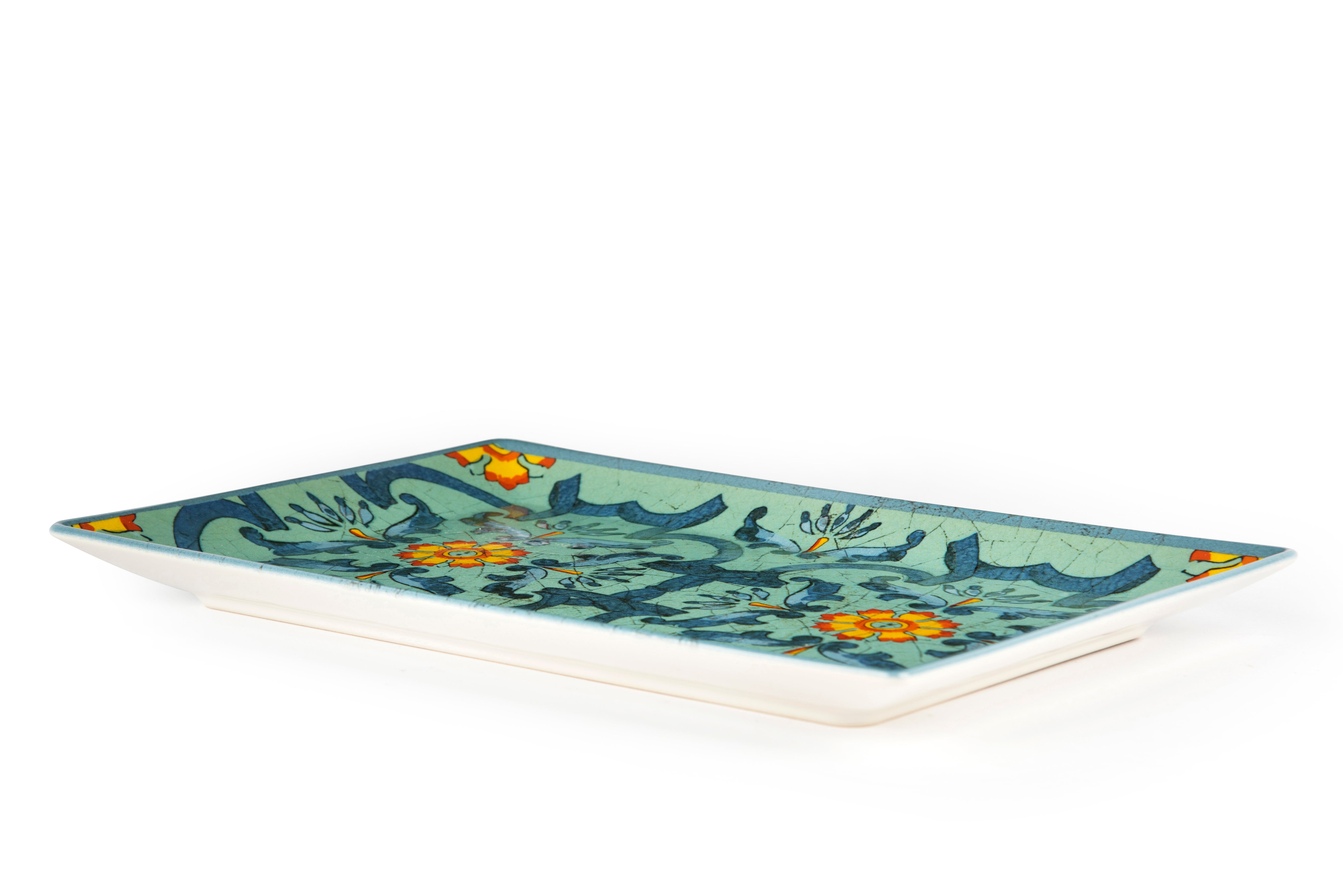 Trinacria Rectangular Plate with Sicilian Decorations