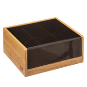 Black bamboo 6-compartment tea box | Tea Storage Organizer