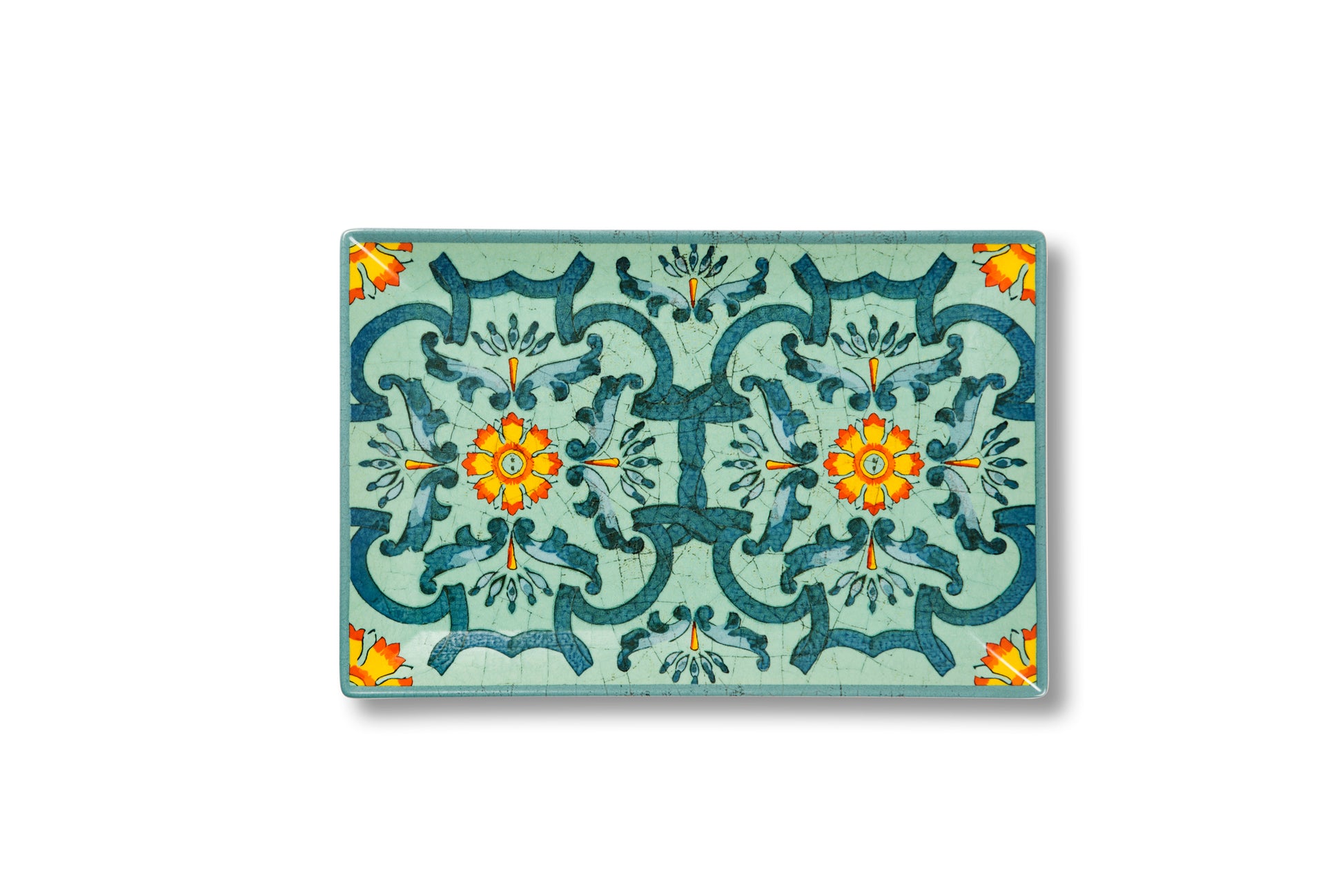 Trinacria Rectangular Plate with Sicilian Decorations