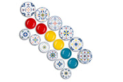 Vietri Color Dinner Set - 18 Piece Decorated Porcelain Plates