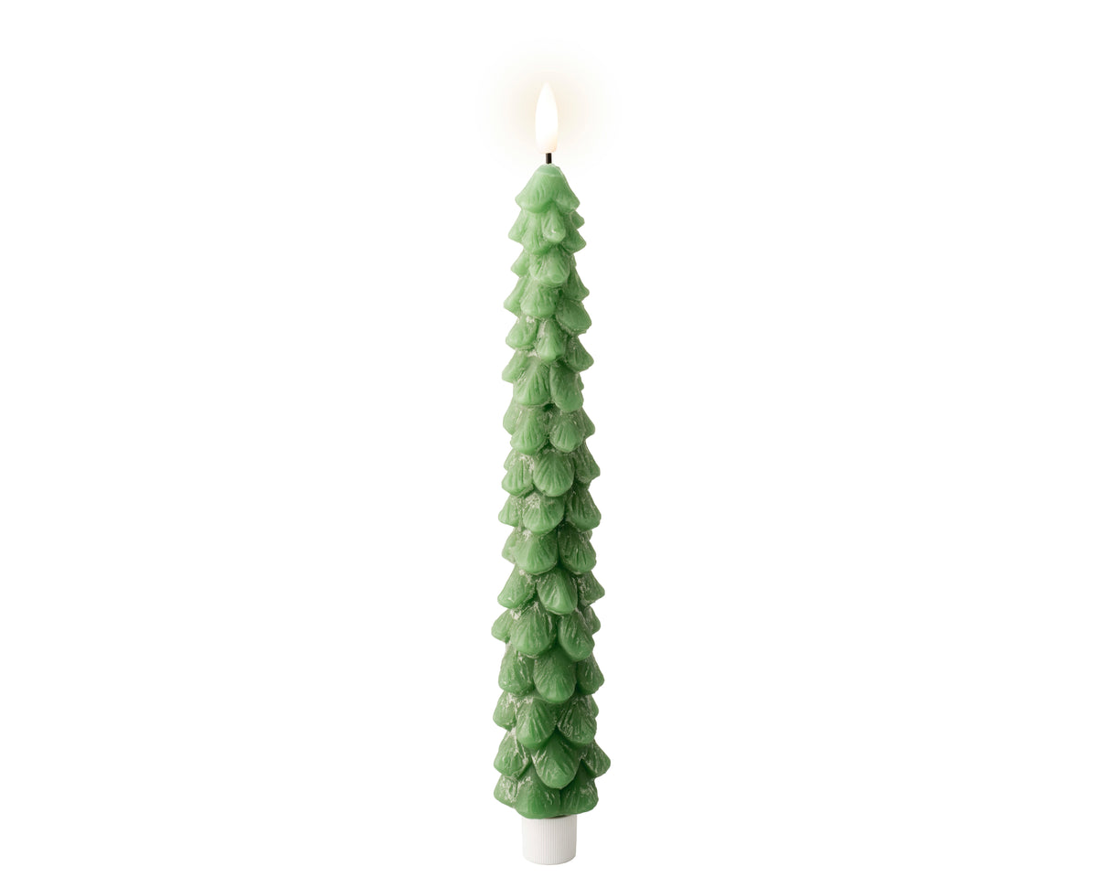LED Wick Dinner Candle Wax Tree Steady BO Indoor - Green 29cm