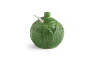 Foliage Sugar Jar - Hand-Painted Ceramic, Embossed Leaf Design, 200ml