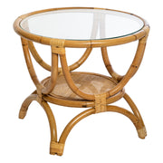 Farah Rattan Side Table with Tempered Glass Top