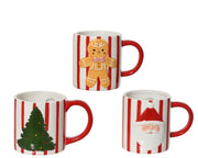 Mug Dolomite — Christmas Stripe Mug Set (Gingerbread, Santa, Tree)