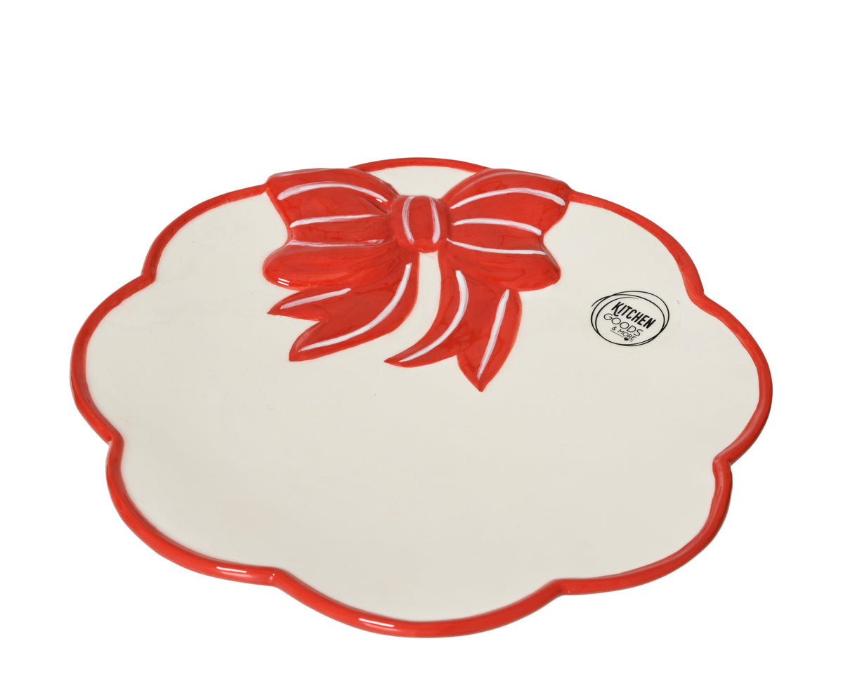 Dinner Plate Dolomite Bows — Handmade Christmas Scalloped 24cm