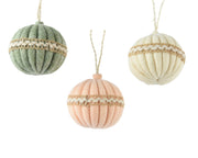 Bauble Polyester Handmade Christmas Balls with Jute Hanger, 8cm
