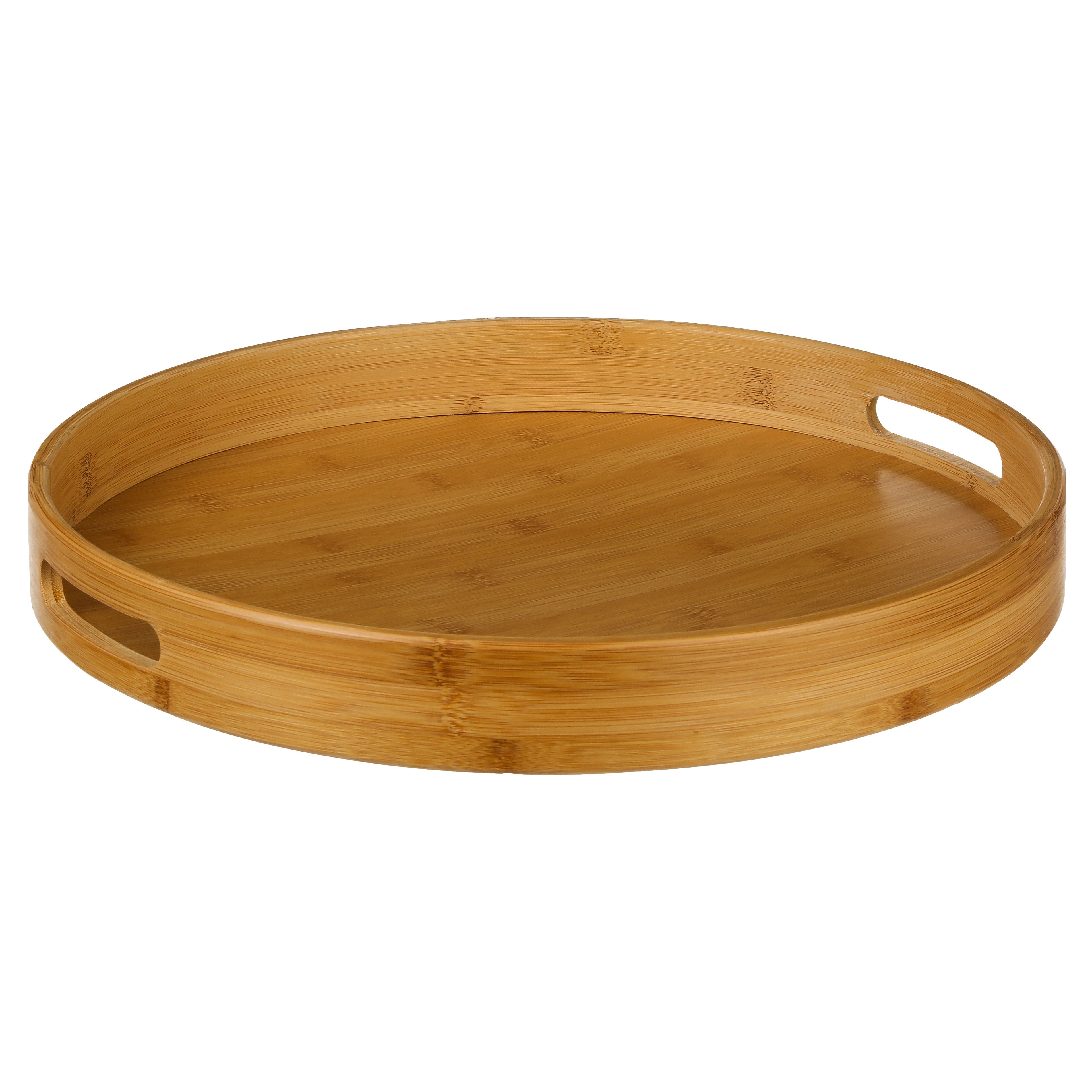 Bamboo Round Tray - 40cm Diameter MDF E1 & Bamboo Serving Tray