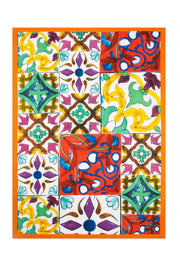 LISBONA Dish Cloth - Cotton, Orange Piping, 50x70 cm
