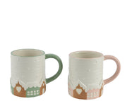 Mug dolomite glazed - Christmas gingerbread house mug, pastel handles
