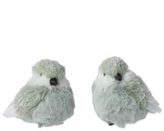 Bird artificial fur glitter on clip Green Feather Christmas Ornament
