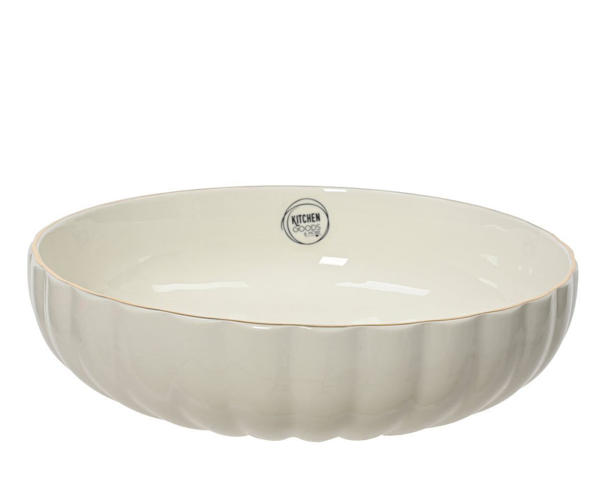 Bowl porcelain round shiny corolla design with gold rim (2)