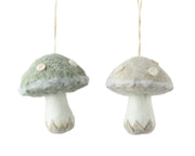 Mushroom Wool with Jute Hanger - Handmade Felt Ornament D10 H12cm
