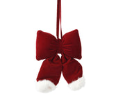 Bow Polyester Velvet Oxblood Hanging Christmas Tree Decoration