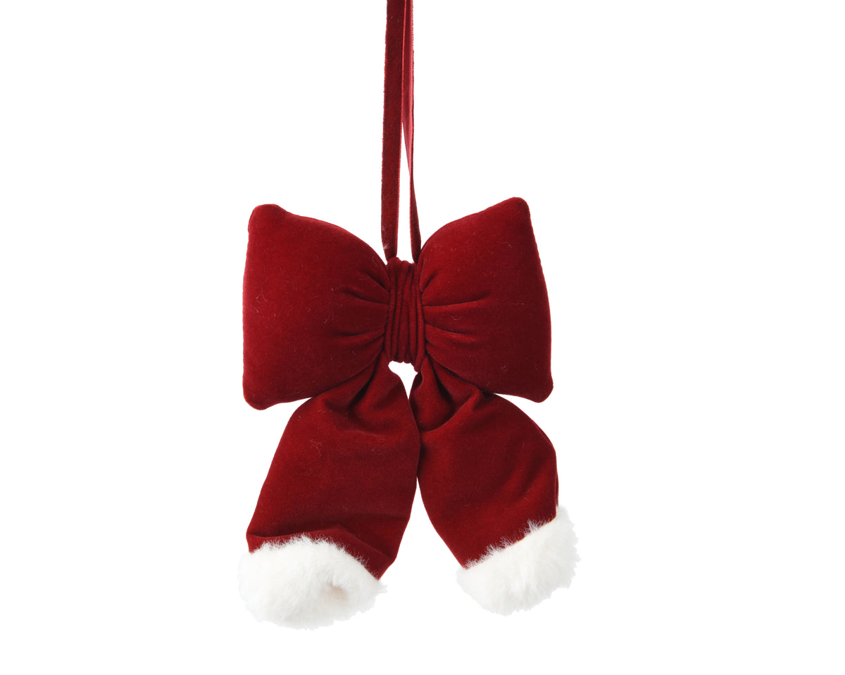 Bow Polyester Velvet Oxblood Hanging Christmas Tree Decoration