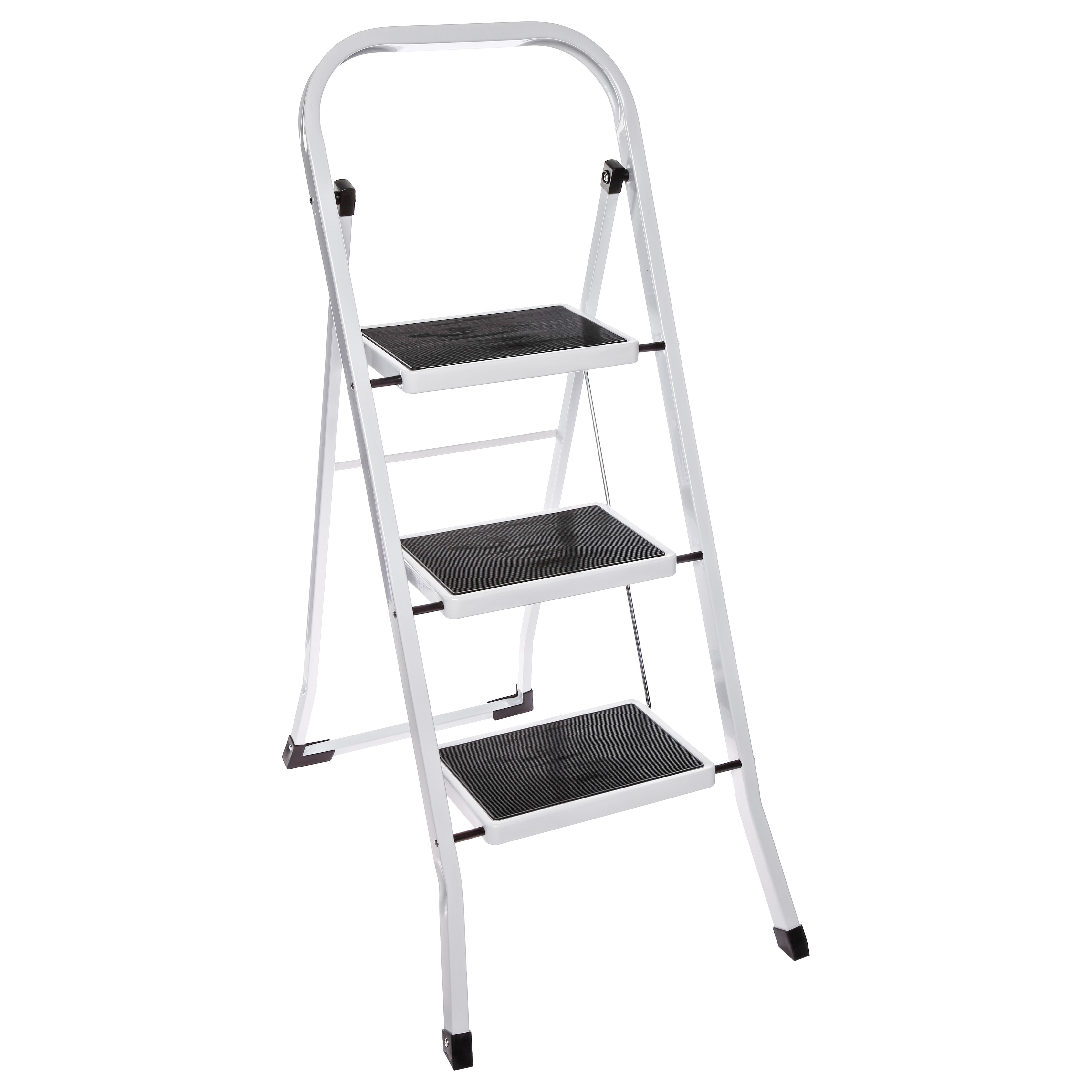 Folding Ladder 3 Steps with Guardrail and Anti-slip Coating