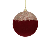 Bauble foam flock sequins on top - Oxblood Flocked Christmas Ball D8/D10cm