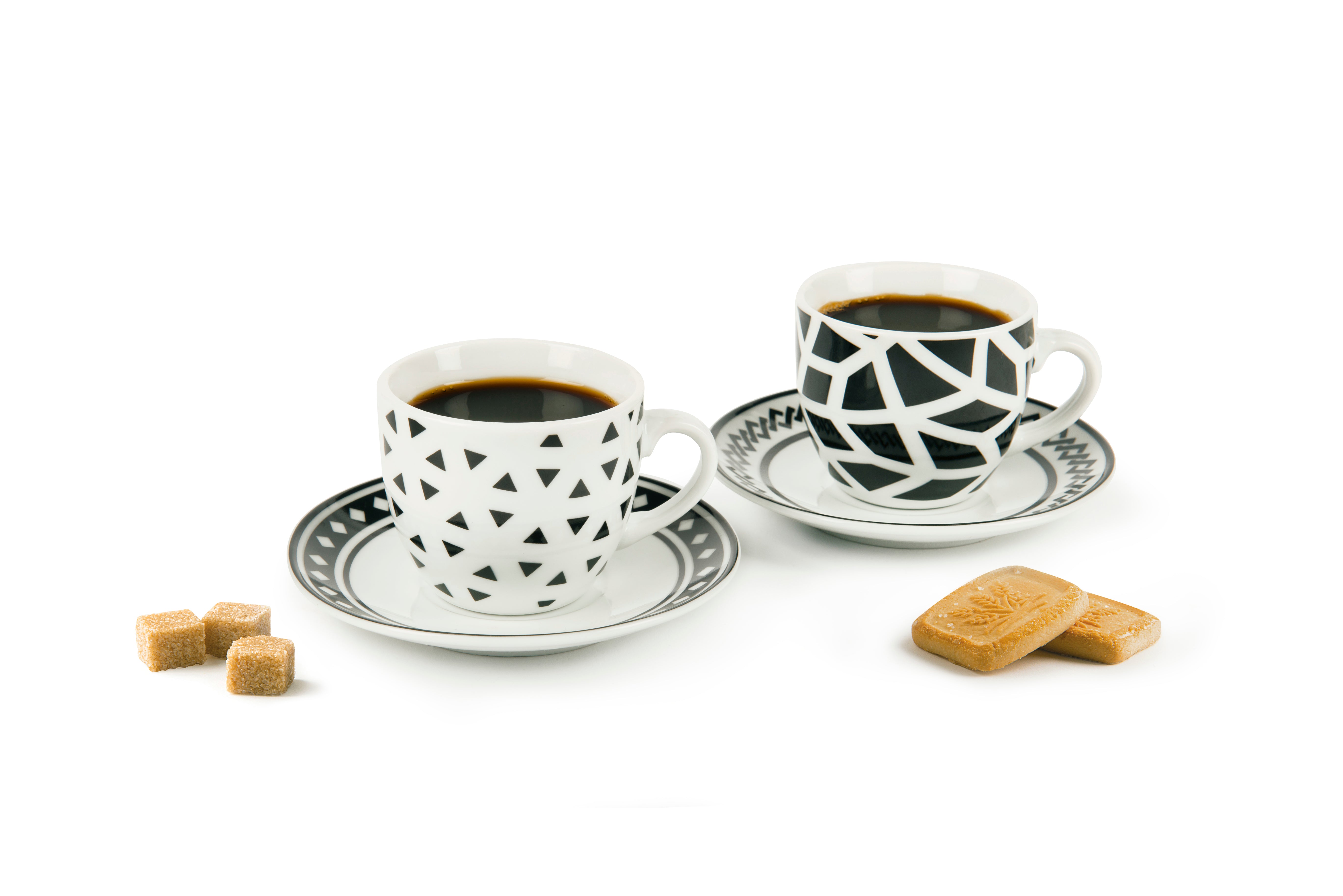 Emily Coffee Cups Pack of 6 - Porcelain, Black