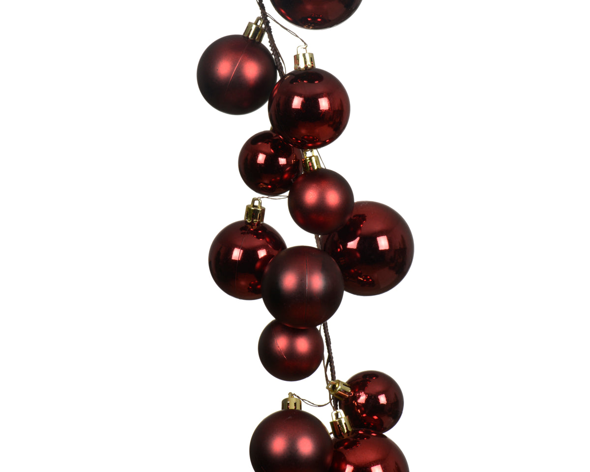Garland Shatterproof Matt, Shiny 180cm Red Bauble Garland