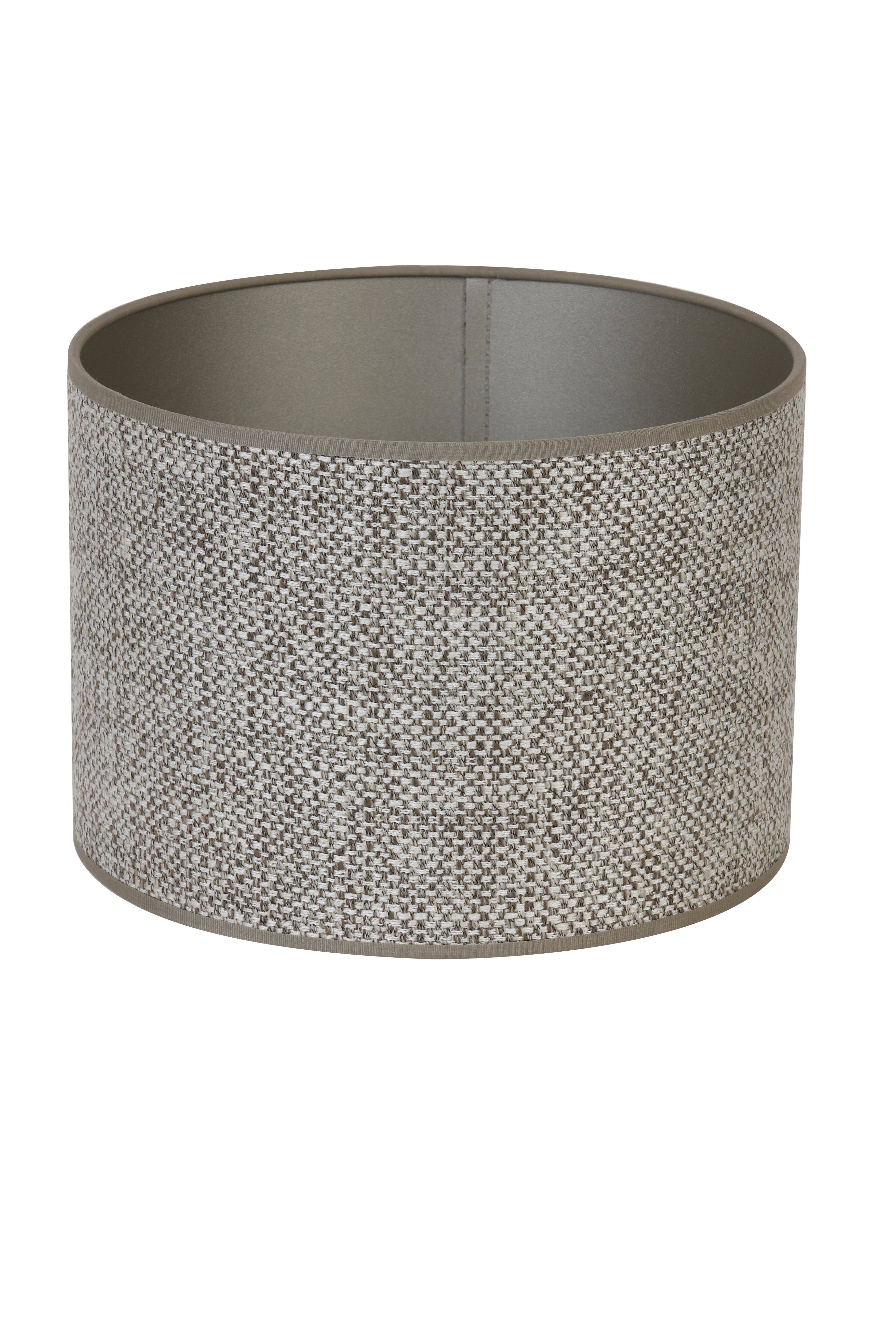 Shade Cylinder Box Round Textile Storage Basket Brown Beige 25x18 cm
