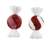 Candy Foam Tinsel Tree Ornament - 20cm Ribbon Hanger, Red/Pink or Red/White