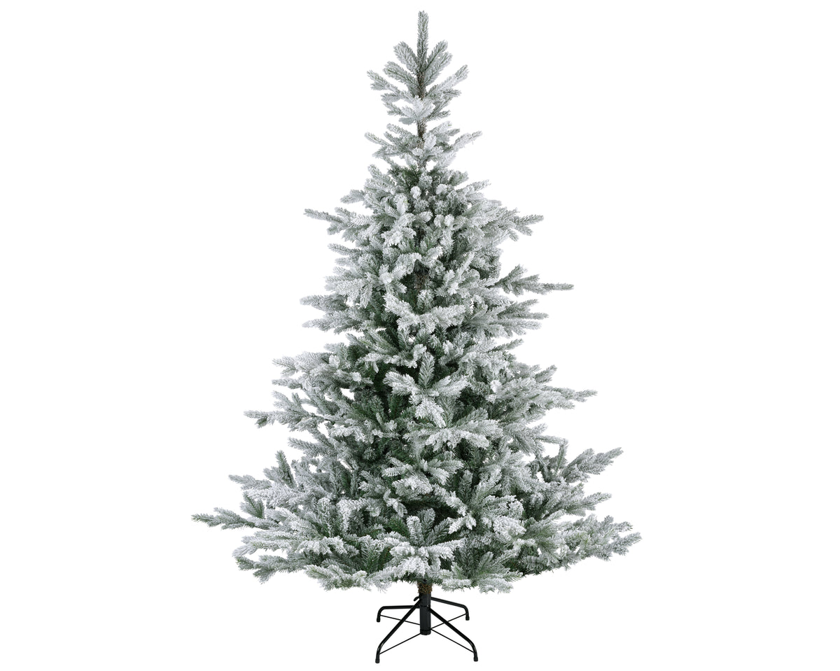 Grandis Fir Snowy Tree - 300cm Flocked Christmas Tree, Metal Stand