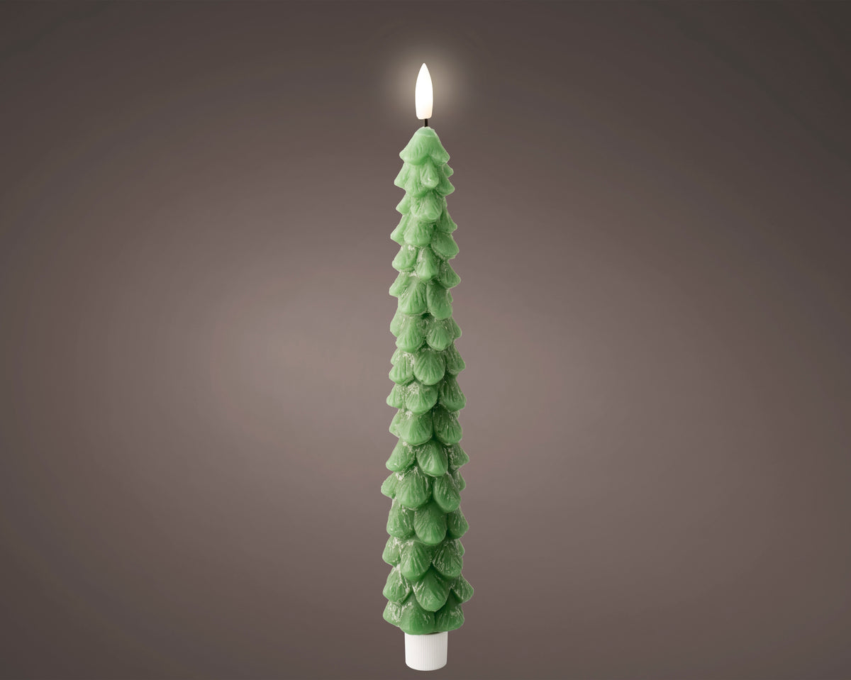 LED Wick Dinner Candle Wax Tree Steady BO Indoor - Green 29cm