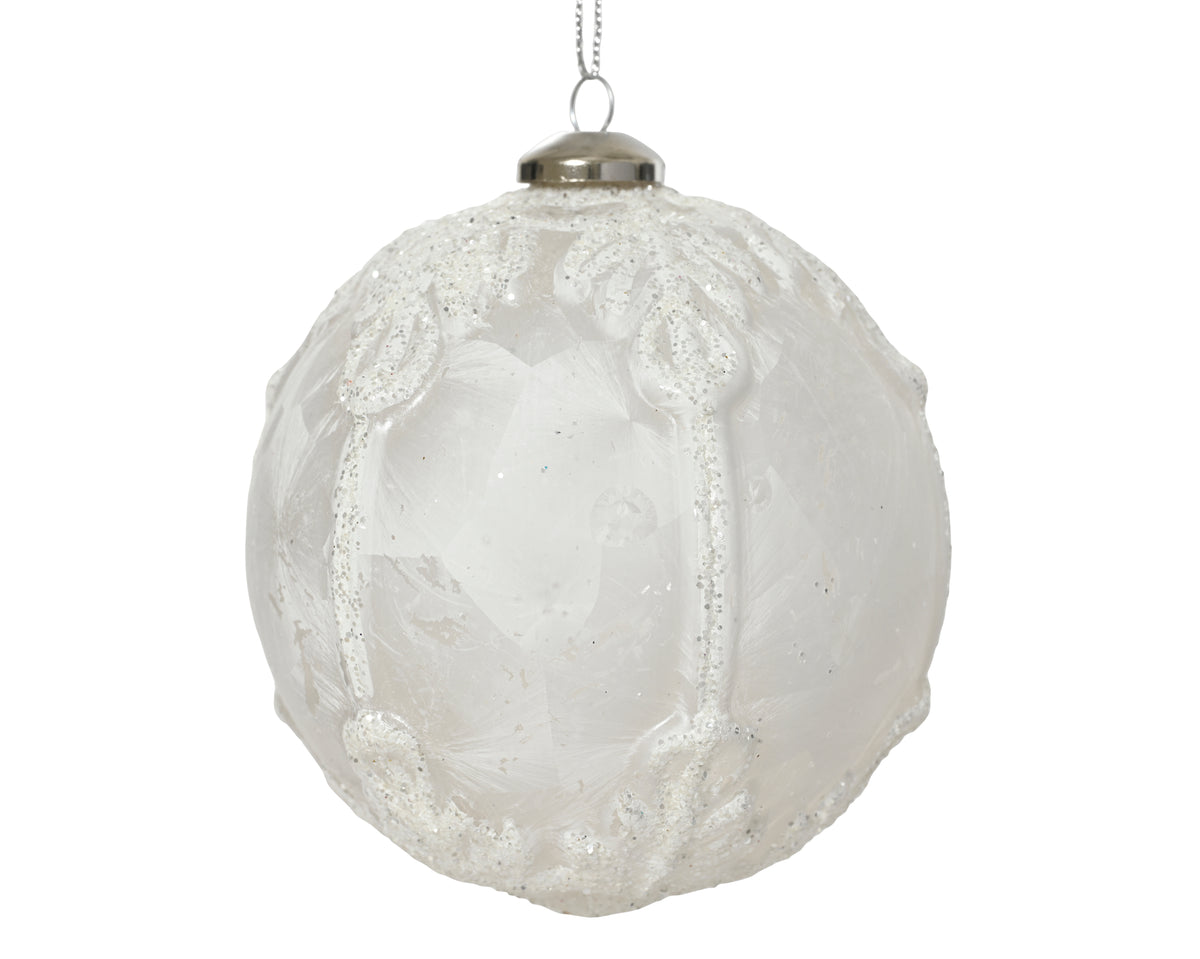Bauble Polystyrene Ice Lacquer — 10cm White Christmas Ball