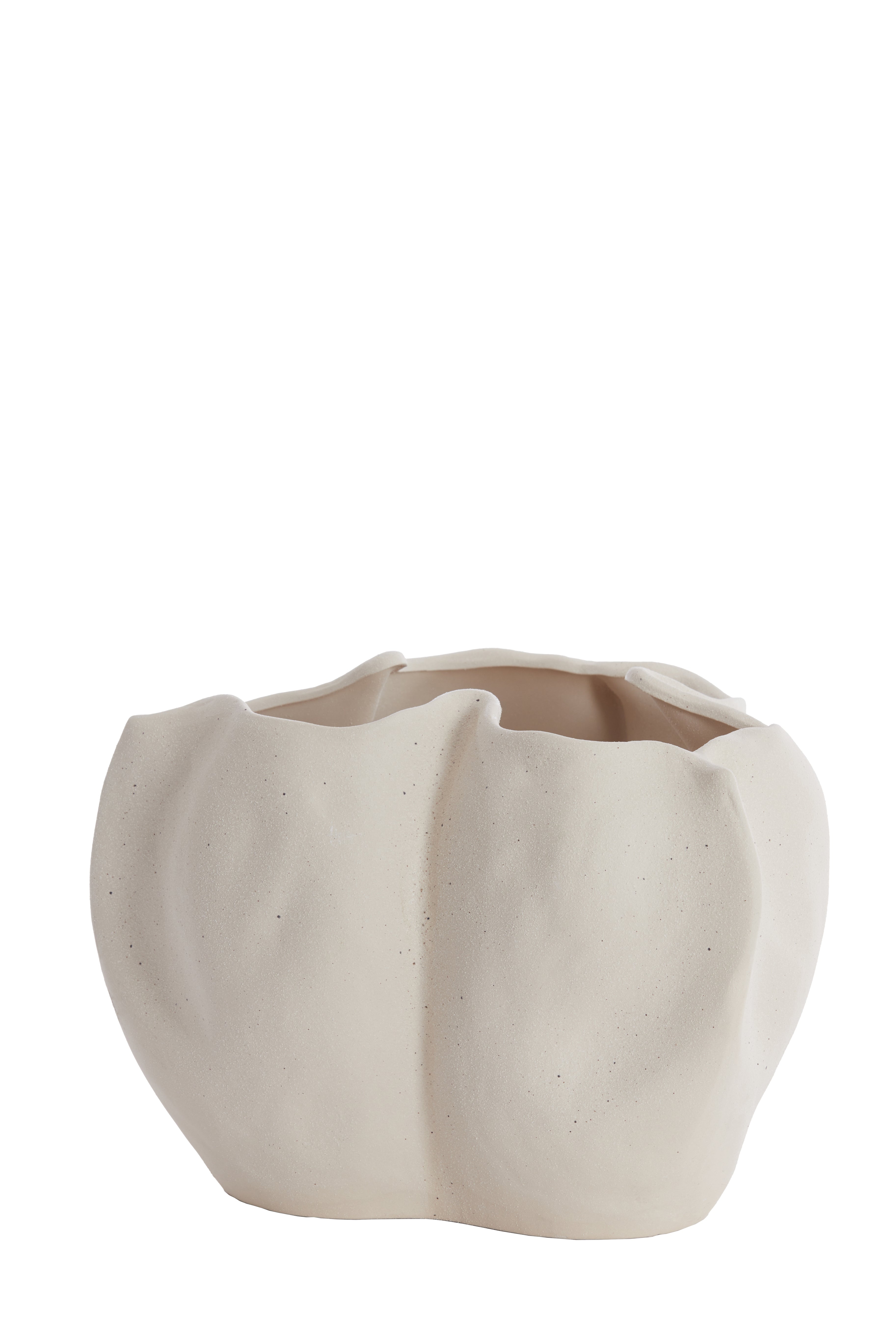 Ceramic Vase Cream Decorative Accent for Modern Interiors 33.5 x 33 x 22.5 cm