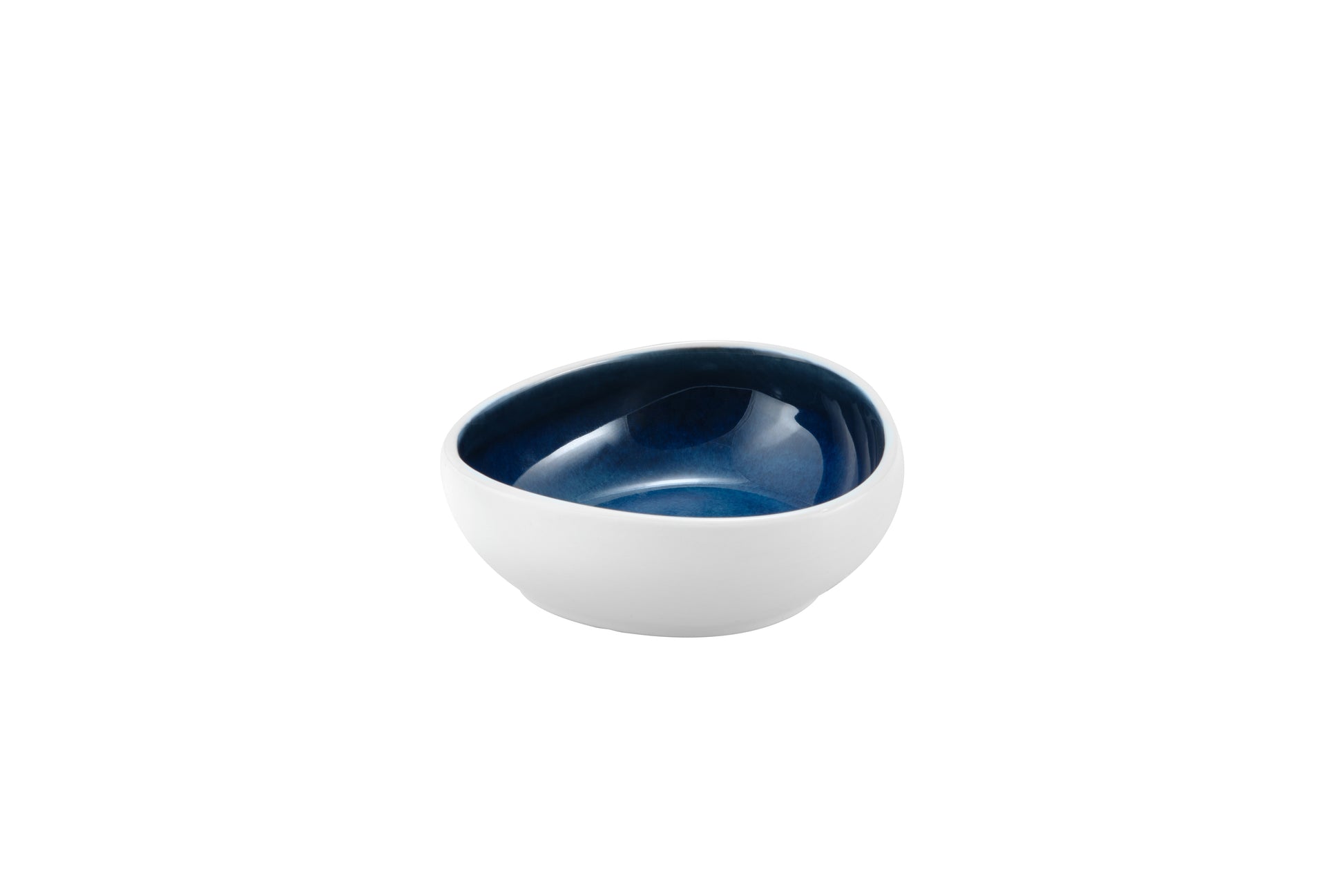 White Matt and Blue Oblique Bowl Porcelain Hand-Decorated Tableware