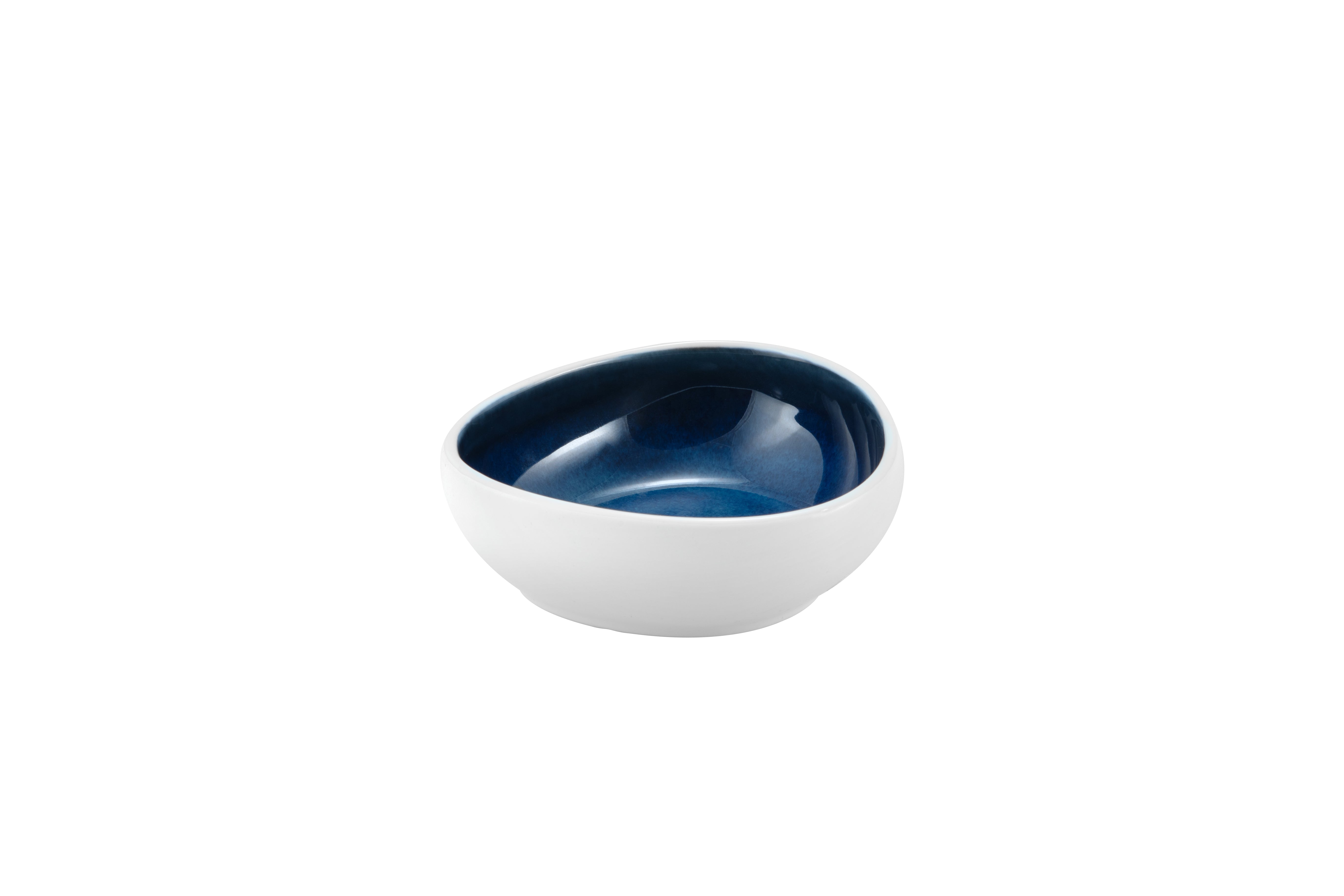 White Matt and Blue Oblique Bowl Porcelain Hand-Decorated Tableware