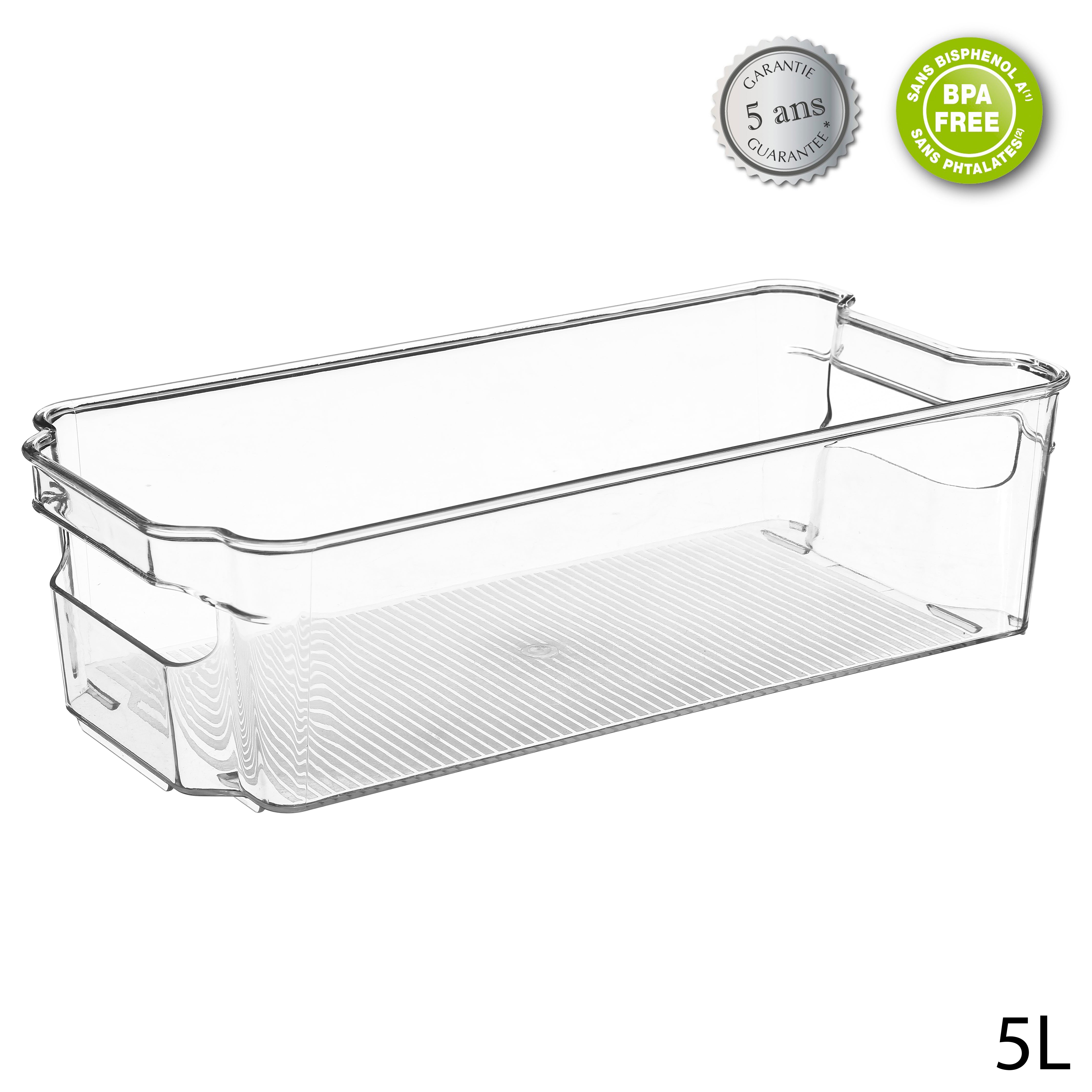 Fridge Storage Box - 5L PET Plastic, Transparent