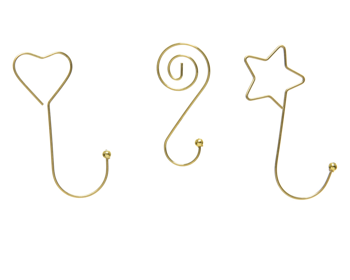 Bauble hangers iron heart, spiral, star 12pcs