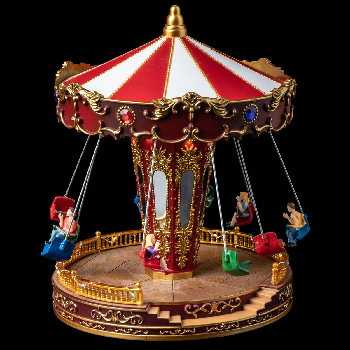 Village illuminated carousel musical chair with movement 20 LED - Christmas display