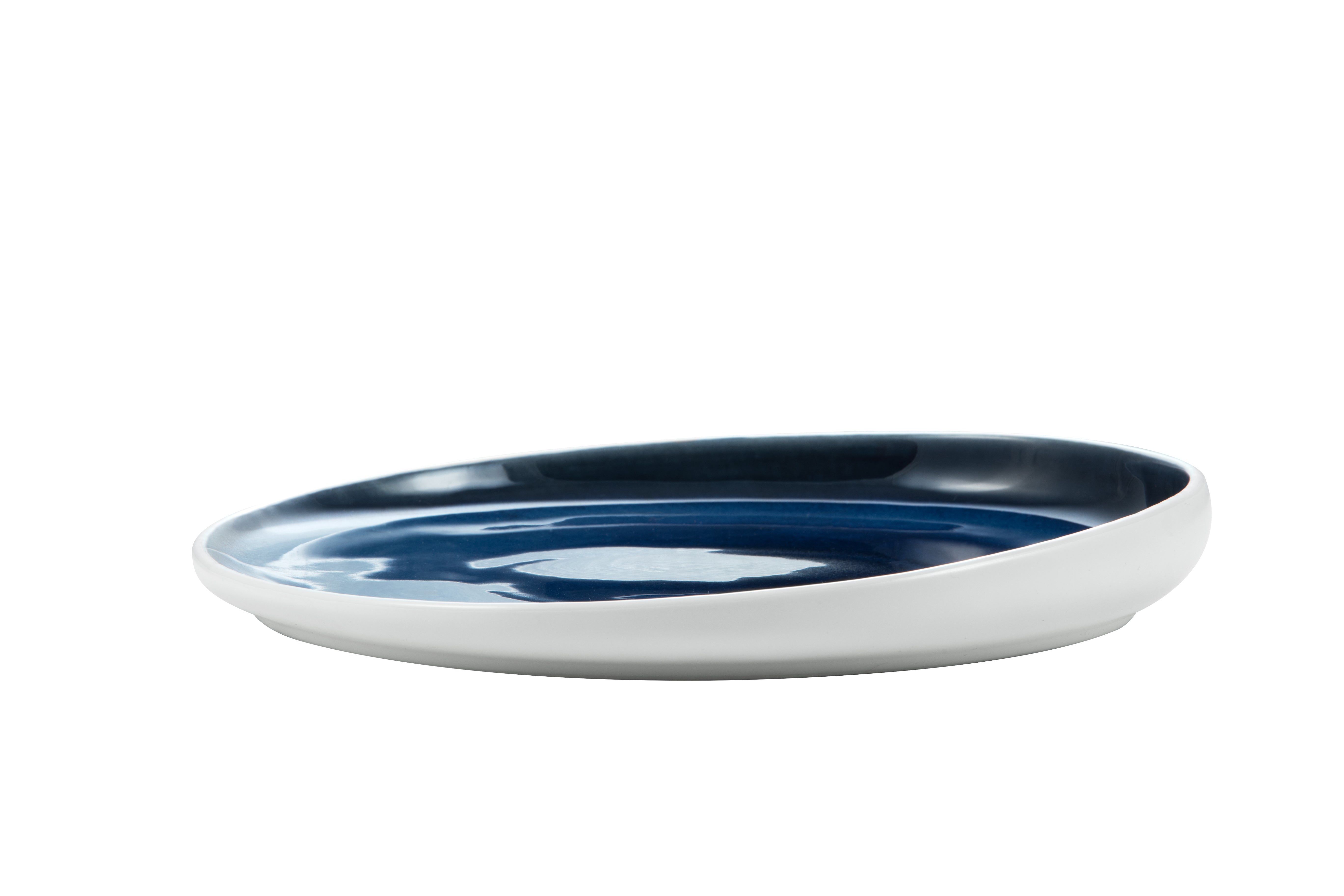 White Matt and Blue Oblique Charger Plate Porcelain Tableware