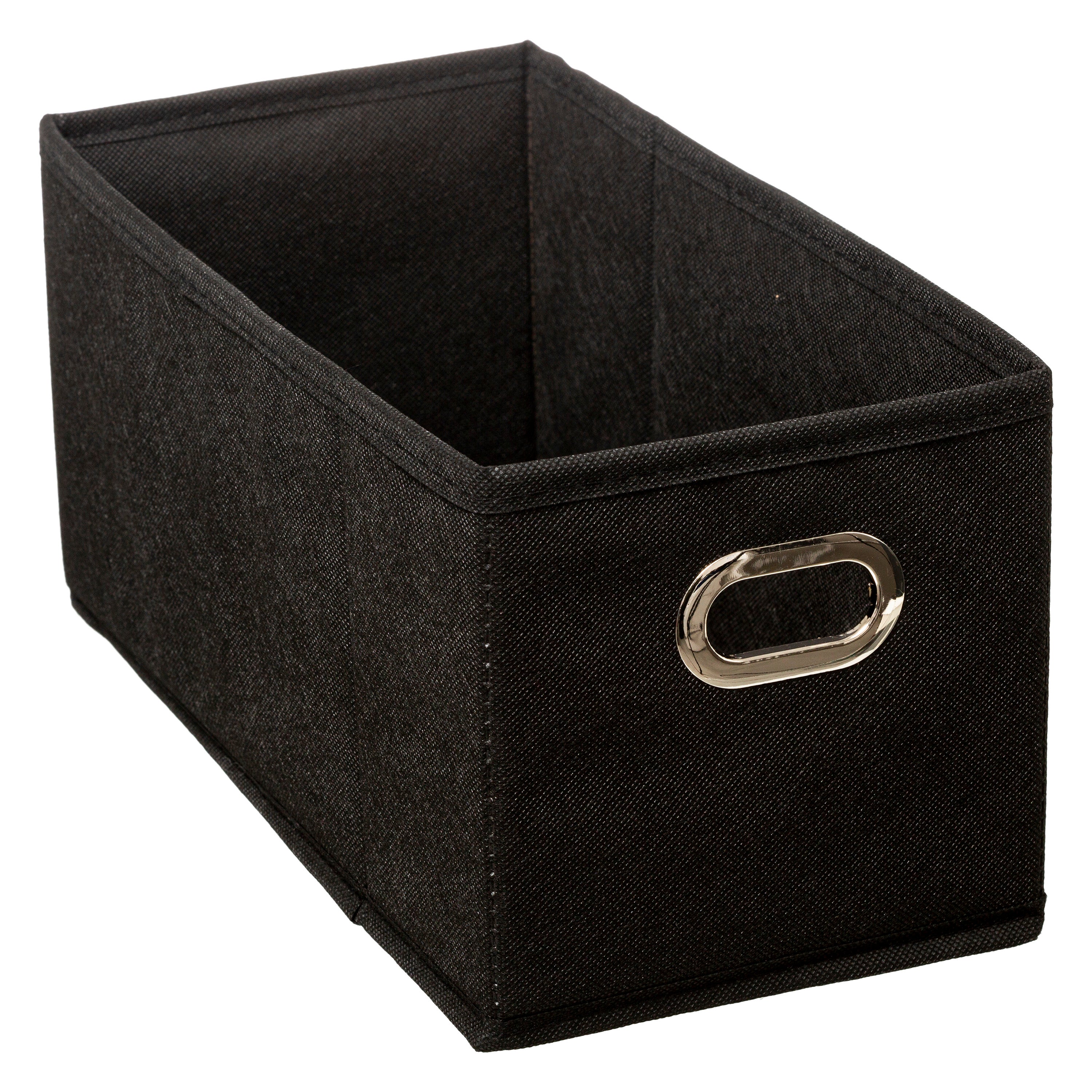 Linen Storage Box - Textured PP Fabric Organizer with Oval Metal Handle