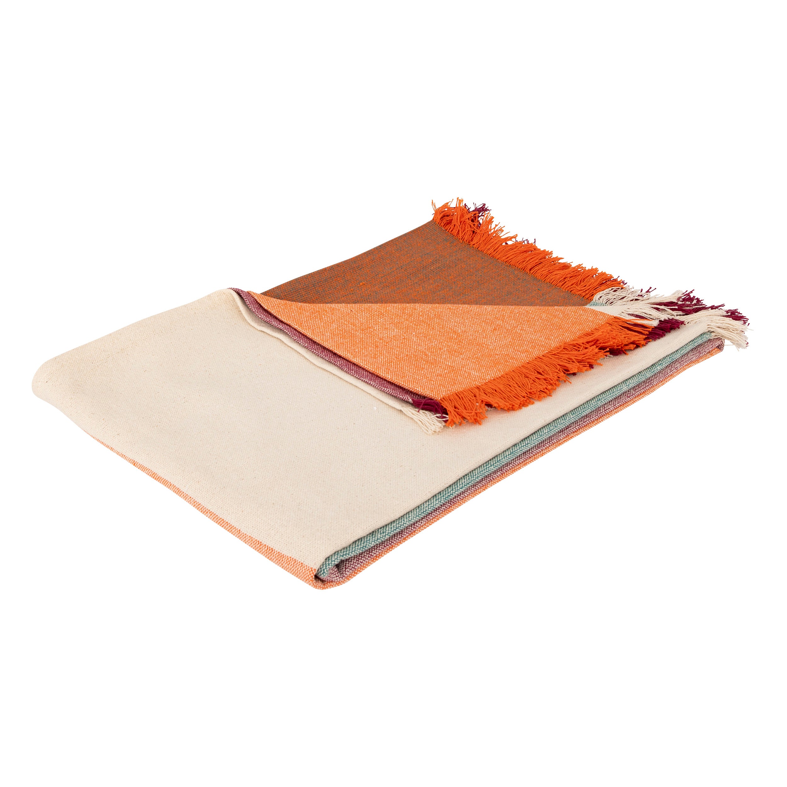 Bed Throw "Yucatan" Multicolored Madras Cotton Reversible Blanket